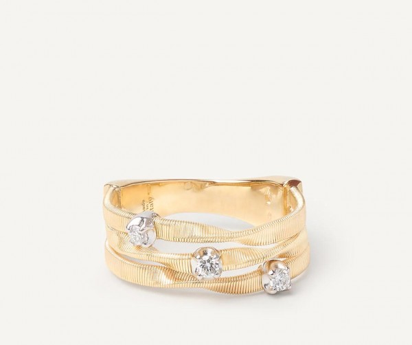 Marrakech dreireihiger Ring aus Gold mit Diamanten AG158_B_YW_M5