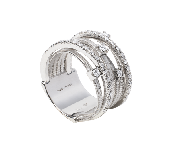 Goa Siebenreihiger Ring aus Weißgold mit Diamanten AG277_B2_W_01