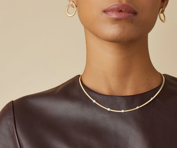 Masai Schmale Halskette aus Gold mit Diamanten CG730_B_YW_M5