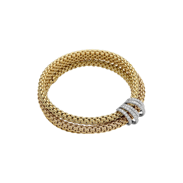 Fope Solo Flex it Gelbgold Armband mit Pavébesatz 65106BX_PB_Y_XBX