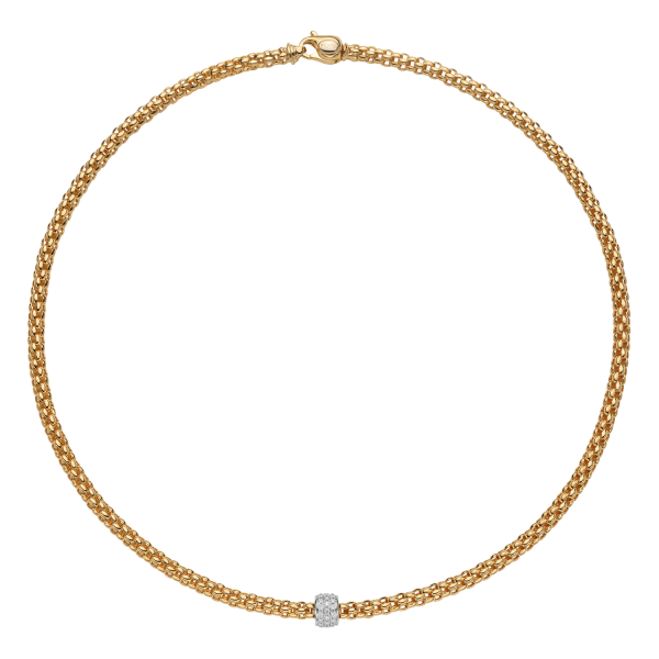 Fope Solo Gelbgold Collier mit Pavébesatz 634C PAVE bei Juwelier Hungeling