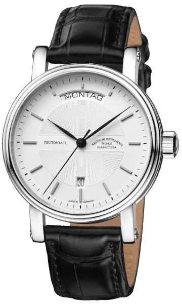 Mühle Glashütte Teutonia II Tag/Datum M1-33-65-LB Fronansicht bei Juwelier Hungeling