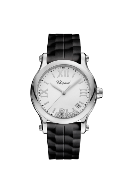 Chopard Happy Sport 36mm 278582-3001 mit schwarzem Armband bei Juwelier Hungeling