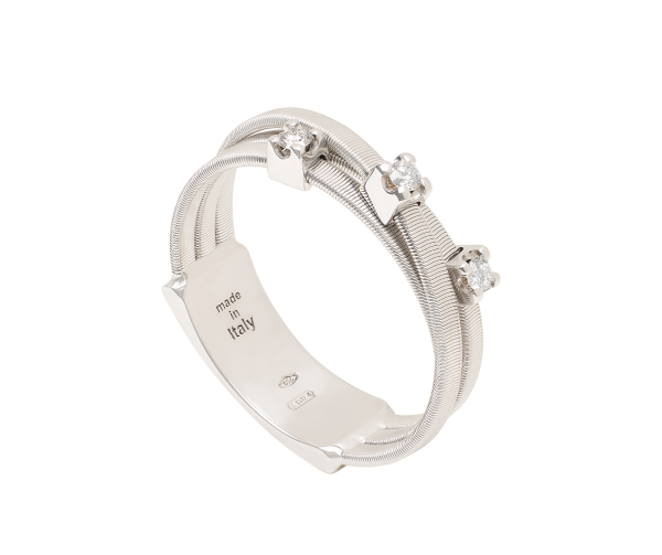 Goa dreireihiger Ring aus Weißgold mit Diamanten AG269_B_W_01