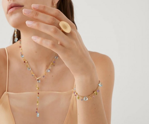 Paradise Einreihiges Armband aus Gold mit bunten Edelsteinen BB2584_MIX01T_Y_02