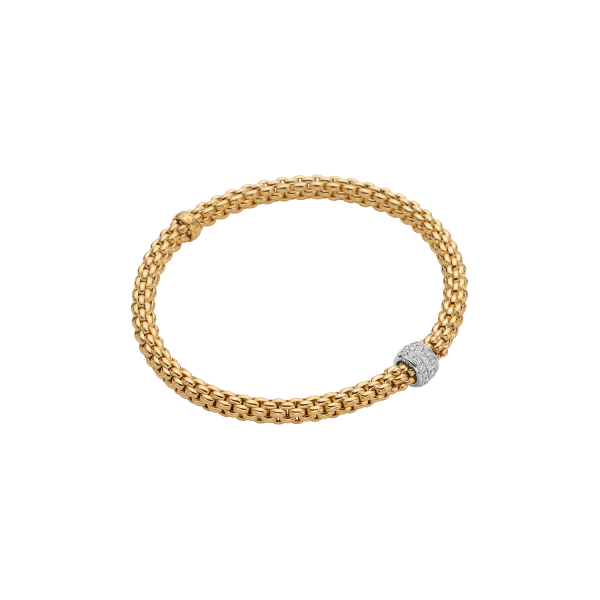 Fope Solo Flex it Gelbgold Armband mit Pavébesatz 63406BX_PB_Y_XBX