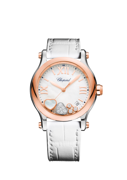 Chopard Happy Sport 36mm 278582-6009 mit weißem Armband bei Juwelier Hungeling