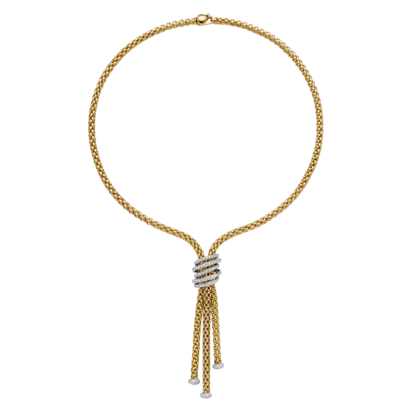 Fope Solo Gelbgold Collier mit Pavébesatz 65106CX_PB_Y_YYY