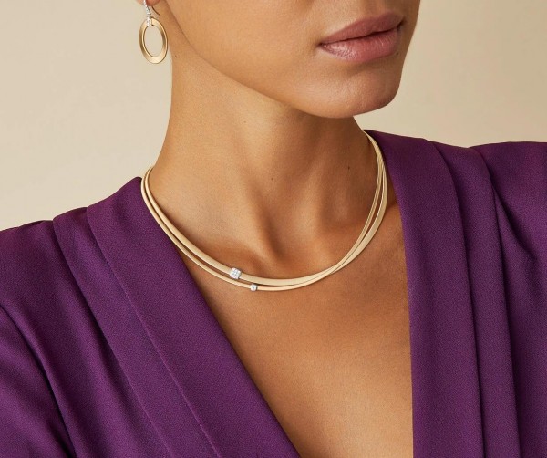 Masai Zweireihige Halskette aus Gold mit Diamanten CG732_B_YW_M5