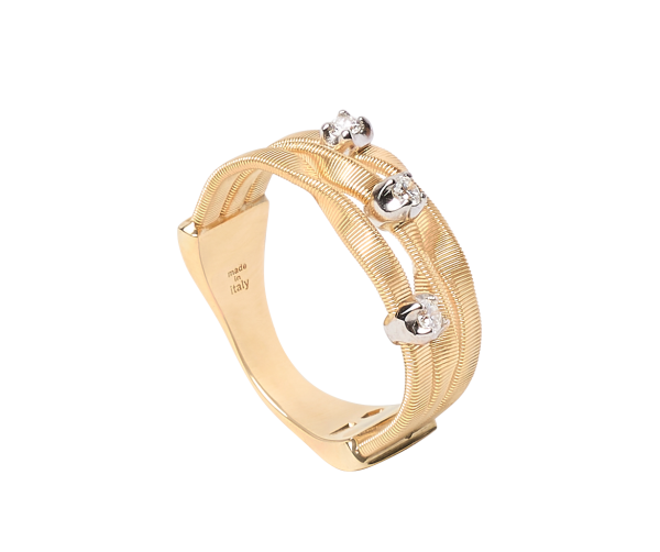 Marrakech dreireihiger Ring aus Gold mit Diamanten AG158_B_YW_M5